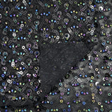 Prestige Beaded With Sequins Stretch Mesh Fabric - Black, White, 49/50" Width (1 Yard)