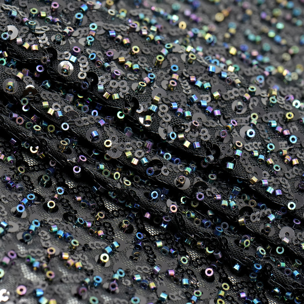 Beaded Sequin Stretch Mesh Fabric