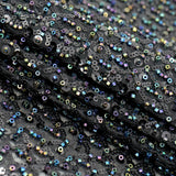 Prestige Beaded With Sequins Stretch Mesh Fabric - Black, White, 49/50" Width (1 Yard)
