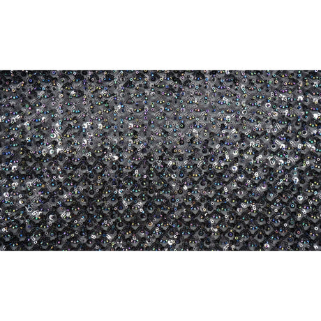 Prestige Beaded With Sequins Stretch Mesh Fabric - Black, White, 49/50" Width (1 Yard)