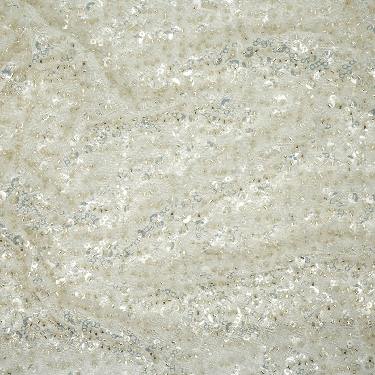 Beaded Sequin Stretch Mesh Fabric