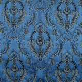 Beatrice Cut Velvet Damask Polyester Fabric - Royal, 55" Width (1 Yard)