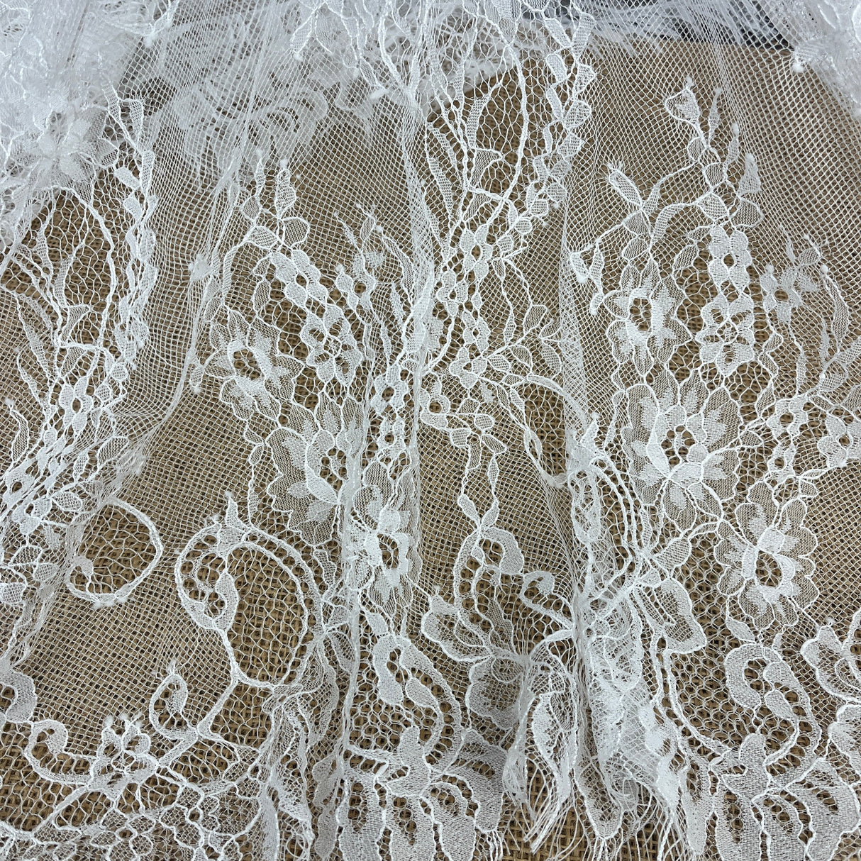Embroidered Lace Fabric with Eyelash Scallop