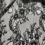 3 Yards Chantilly Embroidered Lace Fabric with Eyelash Scallop