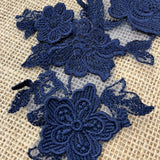 3D Floral Lace Applique Embroidered Polyester Fabric - 3D Floral Applique, 12" X 4" (1 Pair)