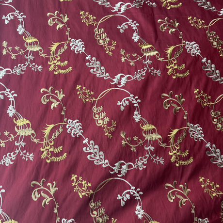 Bergamo Silk Fabric - Embroidered Floral, 54" Width (1 Yard)