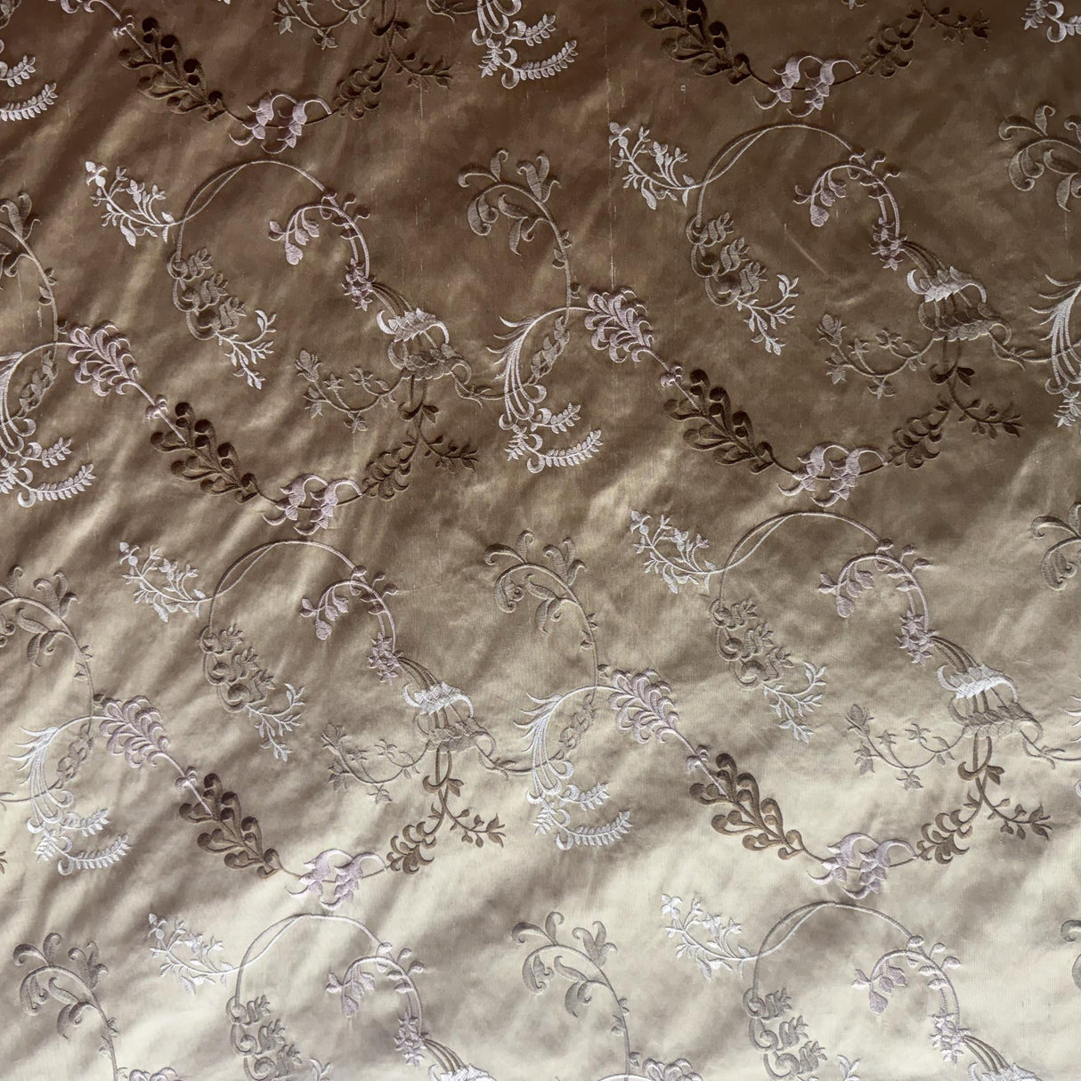 Bergamo Silk Fabric - Embroidered Floral, 54" Width (1 Yard)