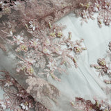 Beaded 3D Floral Lace Fabric 50" Wide