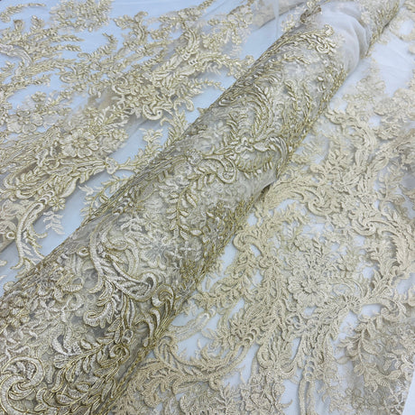 Corded Bridal Lace Fabric 52" Polyester Net Mesh
