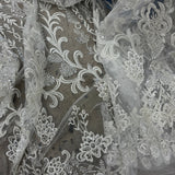 Beaded Lace Fabric on Polyester Net Mesh