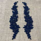 Beaded Corded Floral Lace Applique