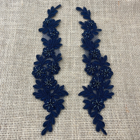 Beaded Corded Floral Lace Applique