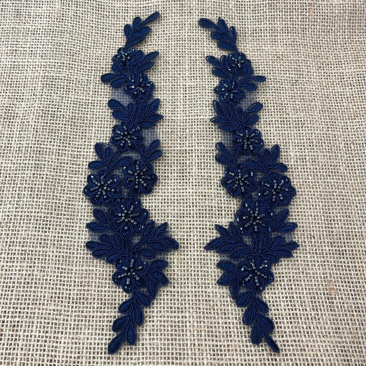 Beaded Corded Floral Lace Applique