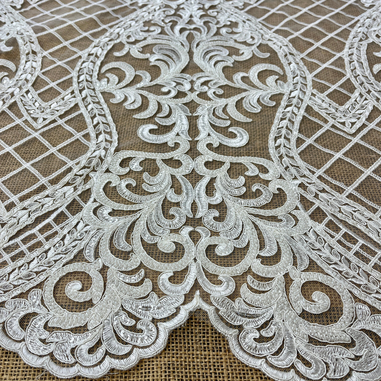 Beaded Corded Bridal Lace Dark Ivory