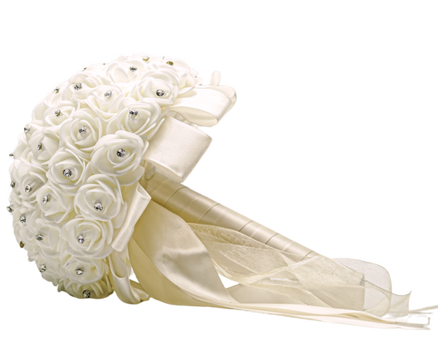 8" Diameter Ivory Artificial Small Foam Rose Bouquet – Pack of 1