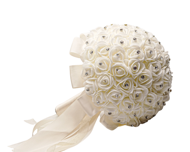 8" Diameter Ivory Artificial Small Foam Rose Bouquet – Pack of 1