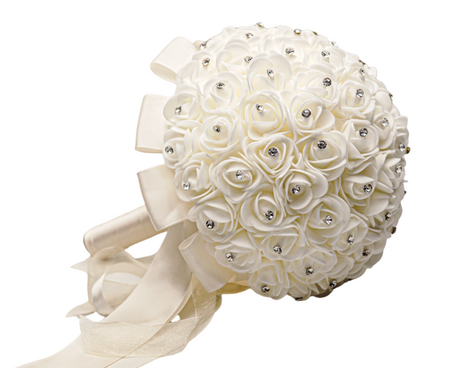 8" Diameter Ivory Artificial Small Foam Rose Bouquet – Pack of 1