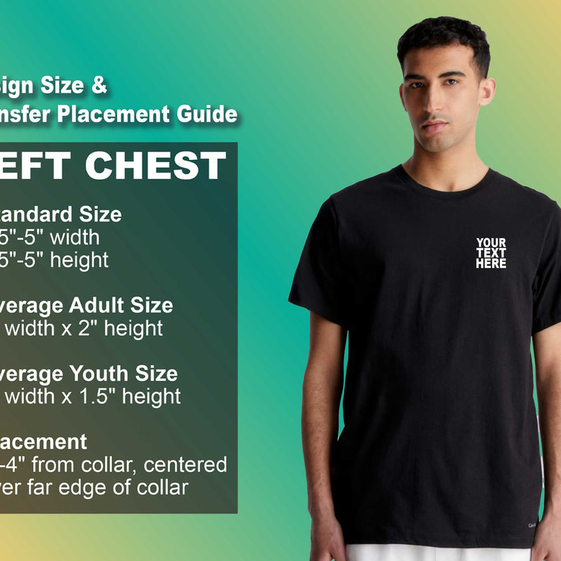 Pack: 12 Fast Custom Tees – Create Your Own Shirt with Image or Text (Left Chest - Black)