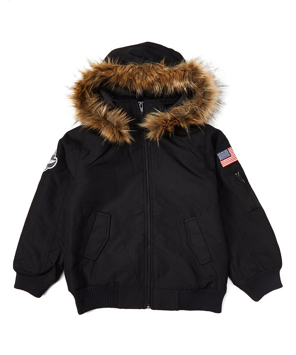 Air Force Bomber Jacket With Hood - Boys Bomber Jacket, Navy, Black, Grey, Hooded, Color Block (1 Piece)