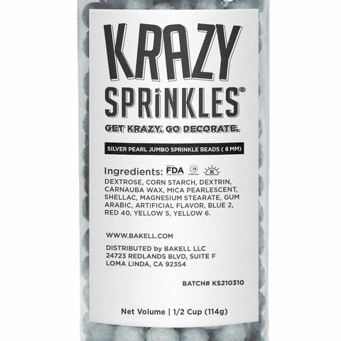 Krazy Sprinkles Silver Pearl 8mm Sprinkle Beads by Bakell