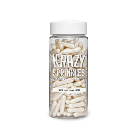 Krazy Sprinkles White Pearl Rods Sprinkles by Bakell
