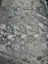 Rose Floral Jacquard Satin Fabric by the Yard 59/60″ Width