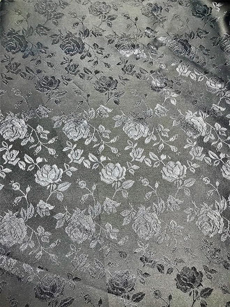 Rose Floral Jacquard Satin Fabric by the Yard 59/60″ Width