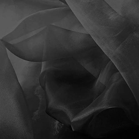 Black Sparkle Crystal Sheer Organza Fabric - Black, Sparkle, 60" Width