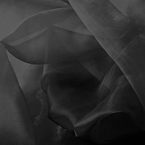 Black Sparkle Crystal Sheer Organza Fabric - Black, Sparkle, 60" Width