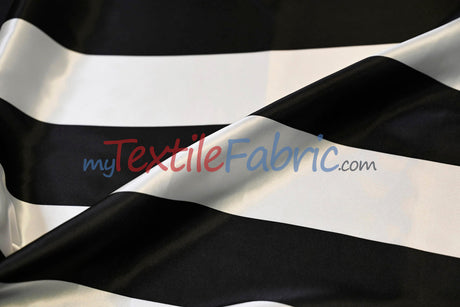 3 Inch Stripe Charmeuse Satin Fabric - Red 3 Inch Stripe, 58/60" Width (1 Yard)