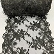 VT-18 Black Sequin Lace Fabric - Black Embroidered Mesh, Sequins, 3 Yard