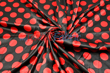 Polka Dot Charmeuse Satin Fabric - 58/60" Width, Multiple Colors, 1.5" Dots (1 Yard)