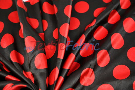 Polka Dot Charmeuse Satin Fabric - 58/60" Width, Multiple Colors, 1.5" Dots (1 Yard)