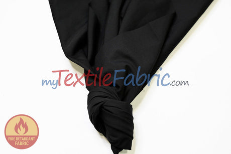 120 Inch Flame Retardant Black Cotton Sheeting Fabric - Black Solid Matte Finish, 120" Width (By The Yard)