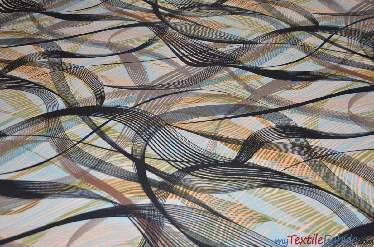 Galaxy Satin Fabric - Abstract Print, Ivory Magenta, 58/60" Width (Yards)