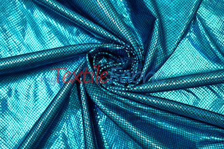 Metallic Snake Hologram Spandex Fabric - Black Silver, Black Turquoise, 58/60" Width (Yards)