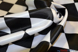 Harlequin Lamour Satin Polyester Fabric - Black White Harlequin Diamond Rhombus Print, 58/60" Width (Yards)