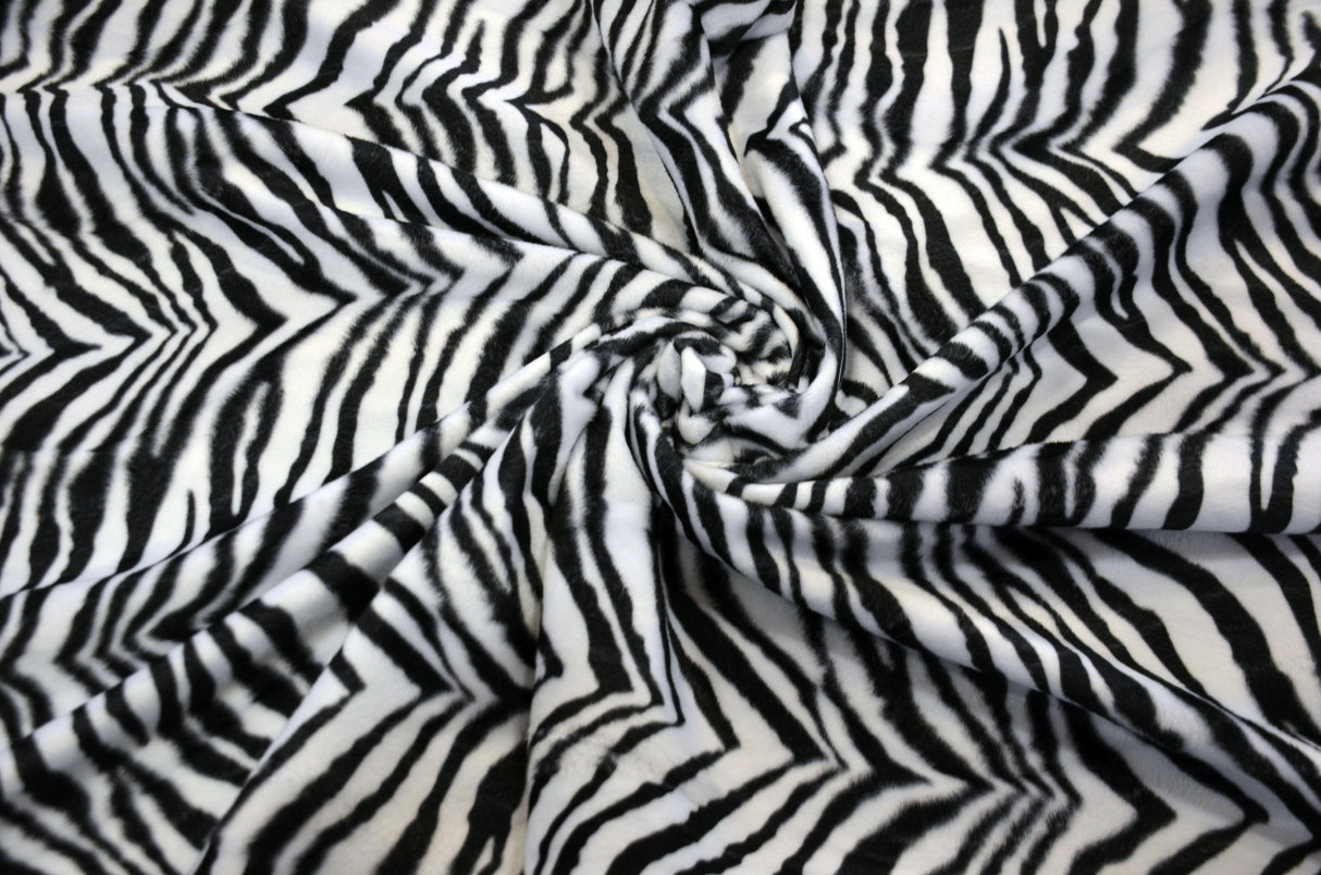 Velboa Faux Fur Polyester Fabric - White Black Zebra, White Black Cow, Gold Leopard, 60" Width (1 Yard)
