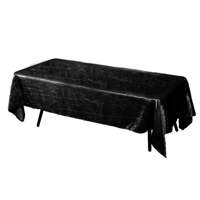 Black Crinkle Crushed Taffeta Rectangular Tablecloth 60 x 108″