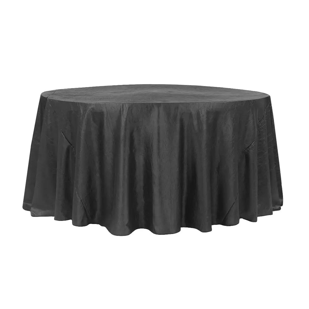 120″ Black Crinkle Crushed Taffeta Round Tablecloth