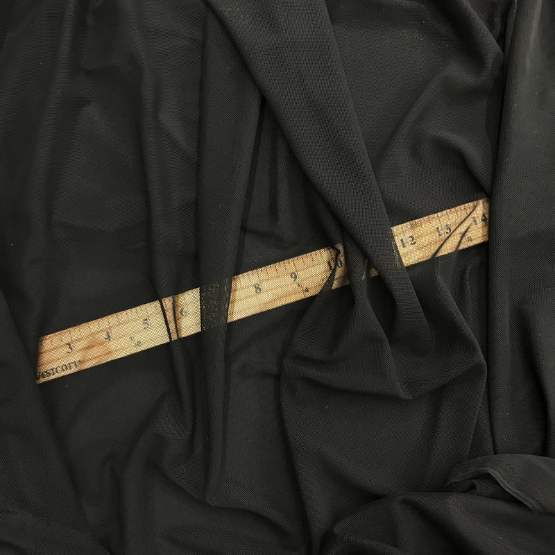 Power Mesh Nylon Spandex Fabric - Black, Sheer Mesh, 60" Width (1 Yard)