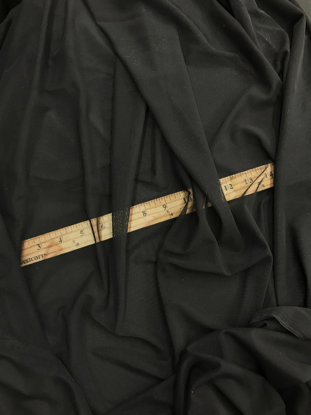 Power Mesh Nylon Spandex Fabric - Black, Sheer Mesh, 60" Width (1 Yard)