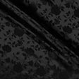 Black Satin Jacquard Roses Fabric,