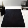 Black Solid Shag Area Rug/Carpet Polyester Fabric - Plush Fluffy Shine, Thick And Thin Yarns Design, 7'6" X 10'3" (1 Unit)