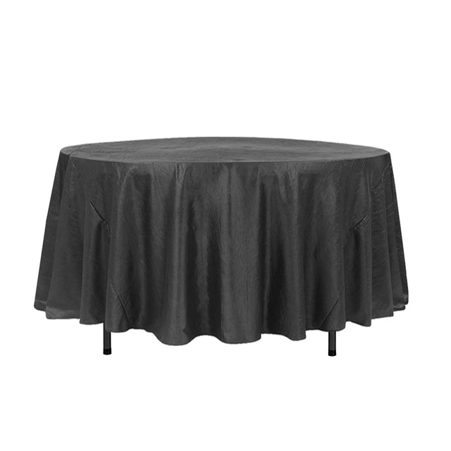 108″ Black Crinkle Crushed Taffeta Round Tablecloth