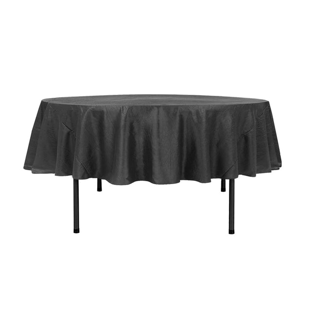 90″ Black Crinkle Crushed Taffeta Round Tablecloth