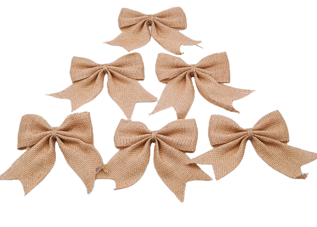 5"x 5 1/2" Large Tan Burlap Jute Fabric Bow Embellishment