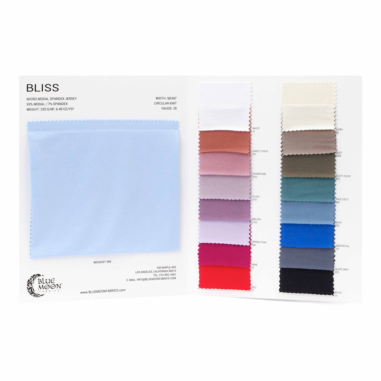 Micro Modal Spandex Jersey Color Card