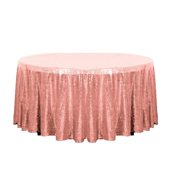 132″ Blush Glitz Sequin Round Tablecloth