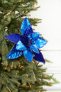 22” x 12” Royal Blue Velvet Poinsettia Stem